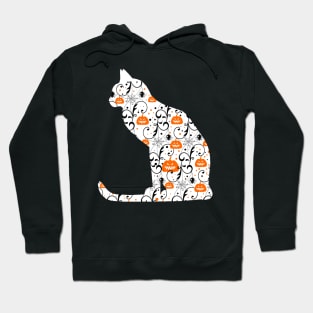 Halloween White Cat With Pumpkin Hoodie